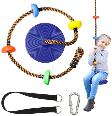 GothicBride Columpio de escalada para exteriores para niños y adultos, con plataforma y columpio de disco, para interior y exterior, para niños y adultos, 2 metros de largo (azul)