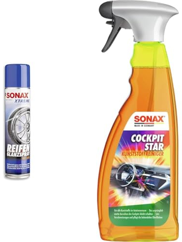 SONAX XTREME ReifenGlanzSpray Wet Look (400 ml) & CockpitStar (750 ml) Cockpitreiniger reinigt und pflegt alle Kunststoffteile im Auto, antistatisch und staubabweisend/Art-Nr. 02494000