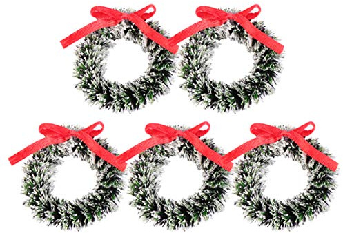 EXCEART Mini Coronas Navideñas: 5 Piezas De Coronas Simuladas Colgantes para Festivales Coronas Navideñas Artificiales Adornos para La Puerta Principal Vacaciones Navideñas