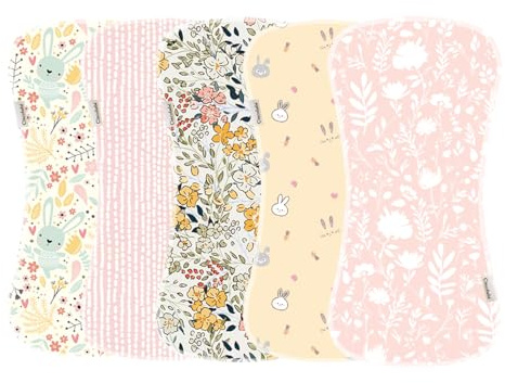 Sinhaklóho Mussole Neonato 100% Cotone 47x22cm | Set da 5 Panni per Eruttare Allattamento | Ultra Morbidi, Super Assorbenti e Delicati sulla Pelle | Perfetti per Neonati | Sogno Rosa
