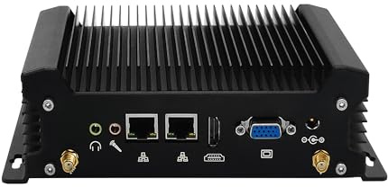 AIOPCWA Industriell mini-PC-fläktlös, Core i3 8130U, 2 x COM RS232 Embedded Micro PC, 2 x Gigabit RJ45 LAN, Barebone (ej RAM/SSD/OS), Dual Band WLAN/BT, 2-Display, Winos/Linux