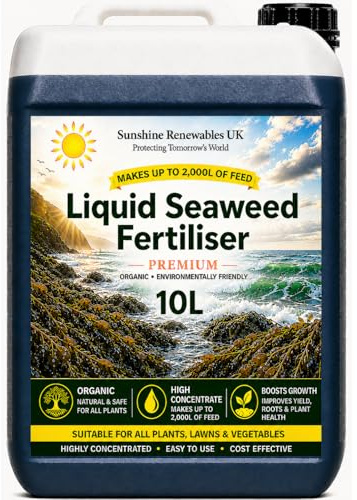 Seaweed Fertiliser Premium Liquid (1:200) – Organic Plant Feed for Vegetables, Flowers, Lawns & Shrubs – Sunshine Renewables UK (10L)