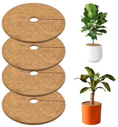 Saituo Home 4 stycken växtskydd vinter, 20 cm vinterskydd växter utomhus, tjocklek 0,3–0,4 cm kokosmatta, rund kokosmatta vinterskydd för krukväxter, kokosmattor för köldskydd, frost (20 cm)