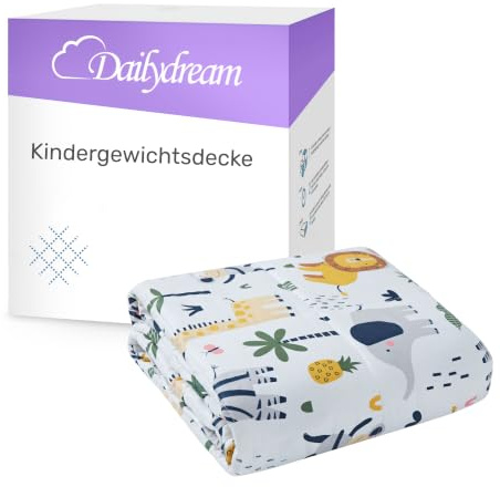 Dailydream Gewichtsdecke Kinder 135x200cm, 3,2 kg, Baumwolle, Motiv Safari