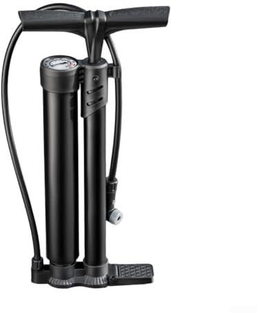 Caswynlife Pompe à vélo haute pression avec double tube et réservoir d'air, gonfleur de vélo portable avec manomètre pour route, VTT, moto, voiture, pneus, ballons, remplissage rapide