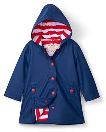 Hatley Girl's Splash Jacket, Blue (Navy/Red), 7 Years