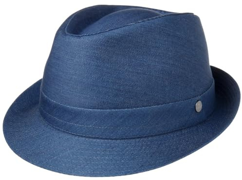 LIERYS Payato Trilby Hut Jeans Denim meliert Mehrfarbig Made in Italy Damen und Herren Sommer Winter Denim L (58-59 cm)
