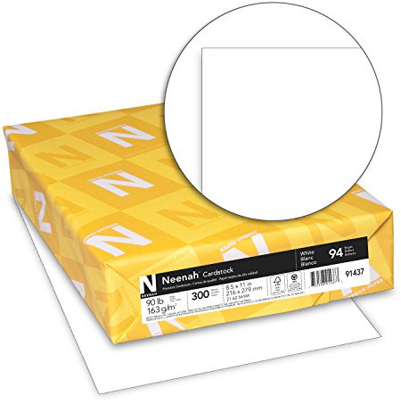 Neenah Index Cardstock, 8.5 x 11, 90 lb./163 gsm, White, 300 Sheets, Lightweight, 94 Brightness - EXTRA SHEETS, MORE VALUE! (91437)