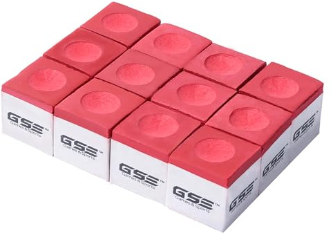 GSE Games & Sports Expert 12-Pack Billiard/Pool Cue Chalks, Billiard Pool Table Accessories for Home/Tournament Use (Red)