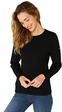 Armor Lux Damen Rundhalsausschnitt Pontivy aus Wolle und Acryl Pullover, Schwarz, 48