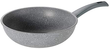 MOPITA ROCCIA VIVA Wok Antiaderente Ø 28 cm Padella per tutti i piani cottura (No Induzione) Multistrato Antiaderente, Rivestimento 5 strati Antigraffio, Manico Soft Touch, Made in Italy