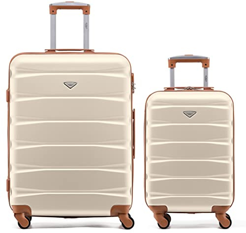 Flight Knight Set of 2 Premium Suitcases - Extra Stong Lightweight Luggage - Hardcase Suitcases with 4 Wheels & Built in Lock - (Set of 2 S+L)