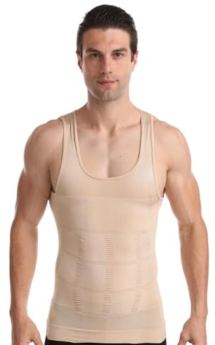 BaronHong Camiseta de compresión de ginecomastia Chaleco para Ocultar Senos de Hombre Moobs Adelgazamiento Fajas para Hombres Aplanar Todo el Abdomen