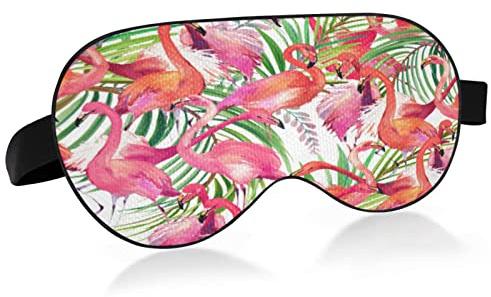 Masque de sommeil Flamingo pour femmes et hommes lisse et confortable bloquant la lumière masque pour les yeux bandeau de nuit avec sangle réglable pour les voyages, le travail posté