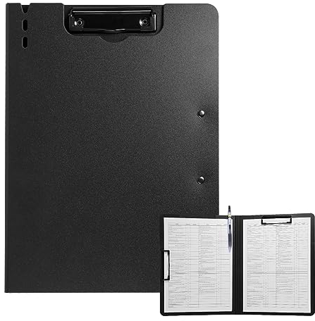 FRETONBA Porte-bloc A4 en plastique avec couvercle - Porte-bloc léger pour école, industrie, bureau - Noir