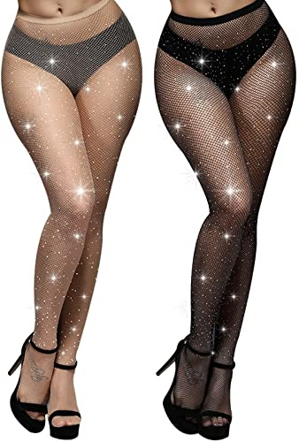 DRESHOW Donna Sexy Moda Elastico Vita Alta Collant Calze a Rete Coscia Alta Calze Collant