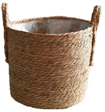 Persistence 1 Piece Seagrass Planter Basket Flower Pot Cover Woven Plant Container Vase Wicker Trash