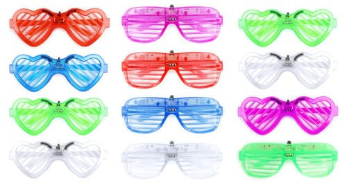 Abiyou LED Brillen für Party, 12 Stück Shutter Shades Brille, Leuchtende Partybrille, Neon Party Brille, Festival Leuchtbrille, LED Leuchtende Brille, Flashing LED Sonnenbrille, für Party (5 Farben)