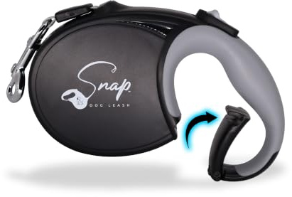 Snap Retractable Dog Leash with Built-in Clip, Hands-Free Connection, Reflective 16-ft Tape, Brake and Lock, Tangle-Free, for Medium and Large Dogs