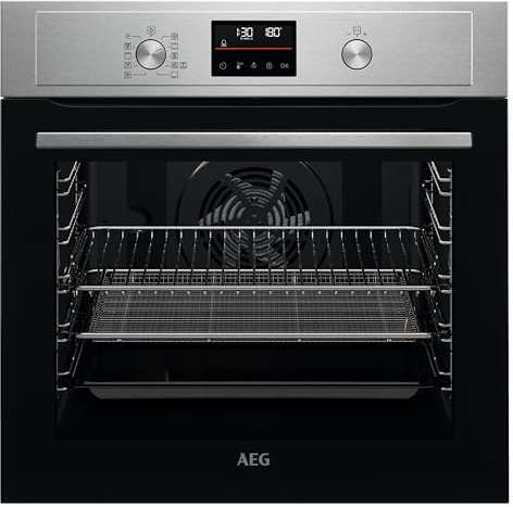 AEG 3000 Series Integrated Oven with AirFry BEX535A61M, 72L, Fast Heat Up, Multilevel Cooking, Grill, Defrosting, Aqua Clean, Built-In 590x560x550mm, Class A+, Stainless Steel/Antifingerprint Coating