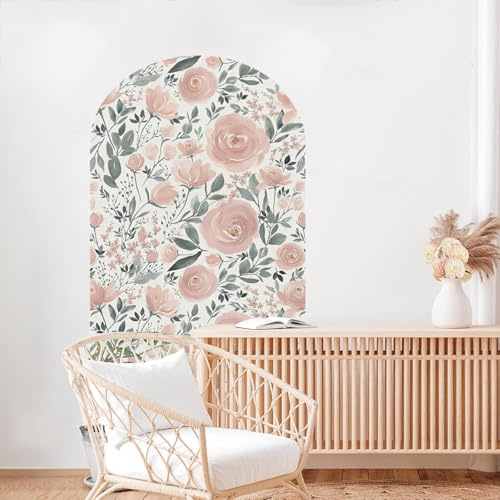 TOARTi Autocollant mural à décoller et à coller - Motif arche florale - Réutilisable - Décoration murale pour chambre d'enfant - Fleurs roses Olivia Rose