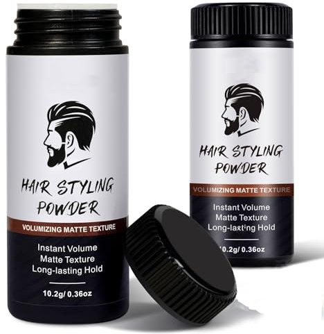 Poudre coiffante, poudre texturisante pour cheveux, tenue longue durée, texture mate pour hommes, facile à appliquer sans huile ni résidu gras, pour tous les types de cheveux (2pcs)