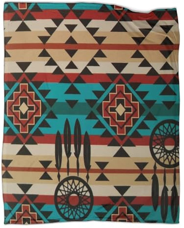 kaiyun Indígena Americano Manta Súper Suave | DreamGatocher Southwestern Tribes Colcha Patchwork | Funda De Viaje Cómoda Y Esponjosa 50x60inch(127x152cm)