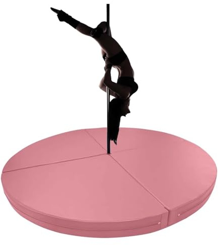 Pole-Dance-matta, tjock kraschmatta för Pole Dance – rund, vikbar danssäkerhetsmatta för hemmagym, rosa, 160 x 51 cm – ultimat skydd för Pole-Dance och fitnessträning