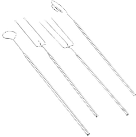 SHINEOFI Kit 4 Fourchettes à Fondue en Acier Inoxydable pour Viande et Truffe, Ustensiles Cuisine Multifonctions, Fourches Spirale, Trois Dents, Triangle pour Trempage Chocolat et Fromage,