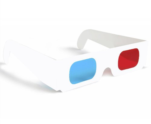 3 x 3d gafas rojo/azul cian tarjeta de papel 3-D gafas anaglifo blanco