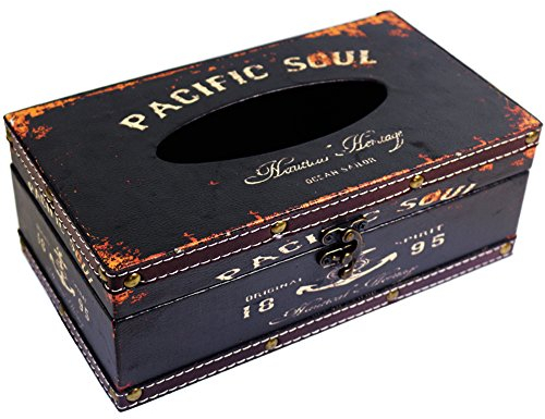 KiaoTime Boîte mouchoirs en bois vintage rustique Motif ancre Pacific Soul Décoration pour intérieurs