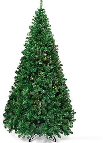 Goplus 7ft Artificial Christmas Tree Xmas Pine Tree with Solid Metal Legs Perfect for Indoor and Outdoor Holiday Decoration, Green