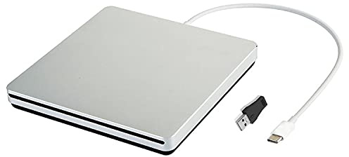 External CD DVD Drive USB C USB 3.0 Slot in Type C Burner Portable Slim DVD CD RAM Writer Reader for iMac Notebook Laptop Desktop Support Mac os Win 7 Win8 Win10 (Sliver)