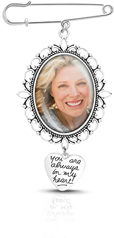 Memorial Anhänger Brautstrauß Brosche Hochzeitsstrauß Foto Glamour DIY Ansteckbrosche Kit Einzelner Spitzenrahmen Hochzeit Glamour Ovaler Glascabochon Fotorahmen mit Anhänger Hochzeit Dusche Bräute