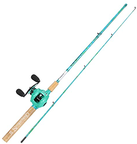 Sougayilang Baitcast-Angelrutenkombination, 2-teilig, 1,5 m, Graphit- und Fiberglasrute, langlebig und stark, Quickset Anti-Reverse-Angelrolle, Links (1 Stück)
