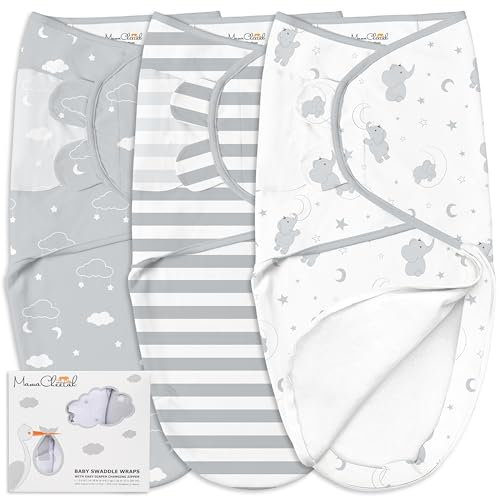 Mama Cheetah Baby Swaddle Blanket mit Reißverschluss - Neugeborenes Swaddle Sack & Schlafsack 3-6 Monate, Blanket Wrap mit Easy Change Zipper für Baby Boy & Girl, 3-Pack
