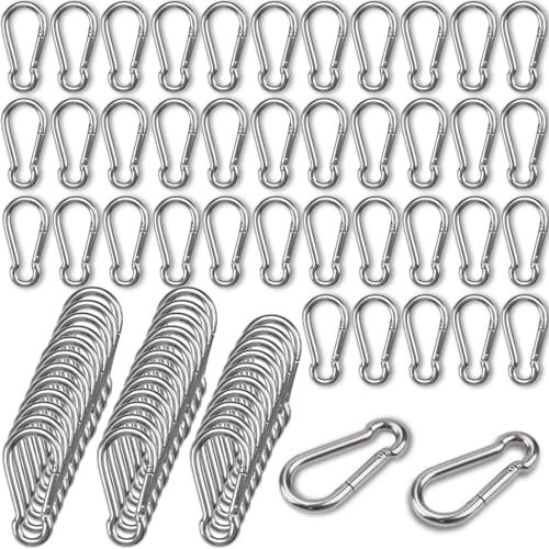 100Pcs 2.4 Carabiner Clip Spring Snap Hook, M6 2-3/8 Inch Heavy Duty Galvanized Steel Spring Snap Hook, Quick Link Keychain Clip for Keys Swing Set Camping Fishing Hiking Traveling(260 lbs Capacity)