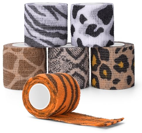 ATOMUS 6pcs Self Adhesive Bandage 5cm Cohesive Bandage Tape Wrap for Tattoo Grip Bandage Machine Pen Pet Vet First Aid Sports Wrist and Ankle