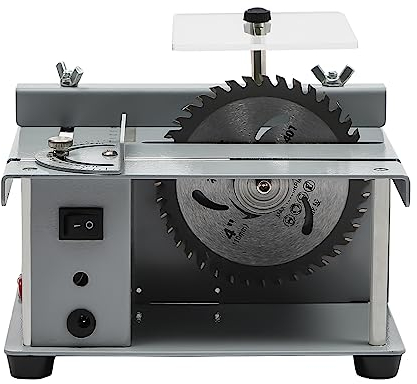banborba Mini sega circolare da tavolo con lame e 7 marce, regolabile, 96 W, portatile, sega da tavolo elettrica con profondità di taglio 0-35 mm, per taglio, fai da te