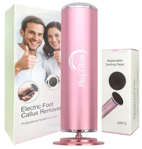 HayZBao FSA&HSA Electric Foot Callus Remover - Callus Remover for Feet,Professional Pedicure Tool for Dead Skin,Electric Foot File with 60 Pcs Sandpaper Discs - Pink