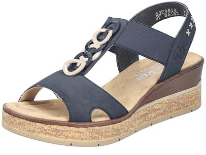Rieker Damen 63798 Keilsandaletten, Blau, 40 EU