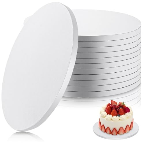 LDHHYH 12 Stück Cake Board 30cm Cakeboard Tortenunterlage, 12mm Cakeboard Tortenunterlage Rund, Kuchenplatte Rund Torten Unterplatten für Kuchen, Dessert (weiß)