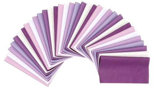 PATIKIL Bomullstygpaket, 35 st 20 x 20 cm feta kvartal enfärgade förskurna tygrutor för sömnad lappverk quiltning gör-det-själv-hantverk, lila