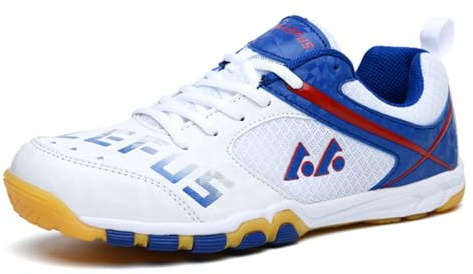 sekiueo Zapatillas De Tenis De Mesa Hombres Mujeres Zapatillas Antideslizantes para Correr Zapatillas De Cancha Plana Transpirables,Blanca,37 EU