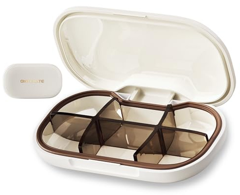 ONTERATE Pastillero Pequeño, Pastillero Pequeño de 6 Compartimentos para el Bolsillo del Bolso, Pastillero de Viaje con Divisor Extraíble, Mini Pastillero Portátil a Prueba de Humedad (Blanco)