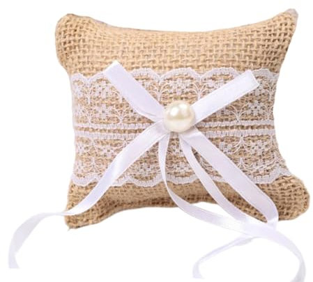 UEIOAVL Ringkissen für Hochzeitsringe 1 Stück Ringkissen mit Spitze und Schleife Vintage Ringhalter für Paare, 10 x 8 cm, für Heiratsantrag