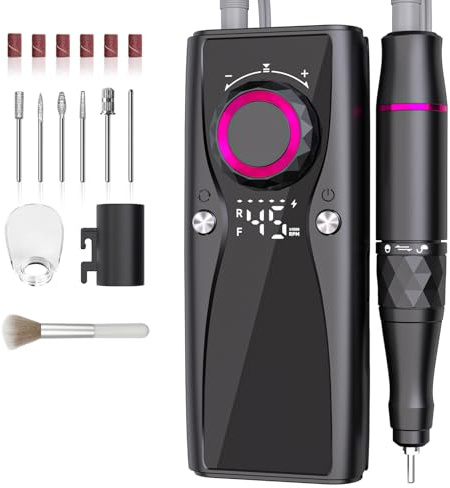 Dayear Electric Nail Files, 45000 RPM Professional Nail Drill for Acrylic Nails Gel, Adjustable Speed E File for Nails, Cordless Rechargeable Nail Drill Kit for Manicure Salon Home