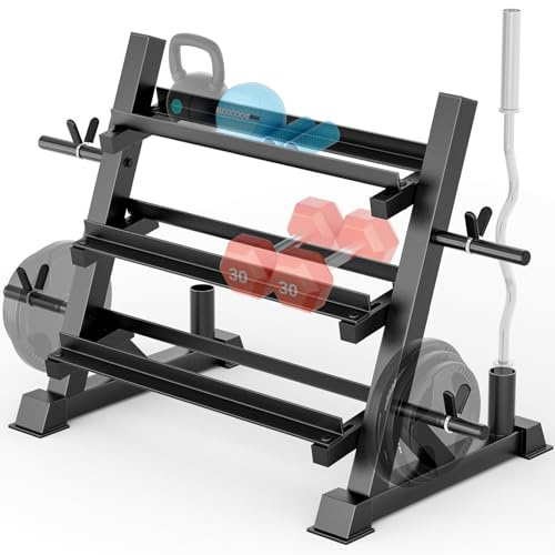 YOLEO Rack Palestra - Rastrelliera pesi Regolabile Porta pesi Palestra Casa, Porta Dischi Palestra pesi Pesanti Supporto per Manubri (Cornice rettangolare Aggiornamento)