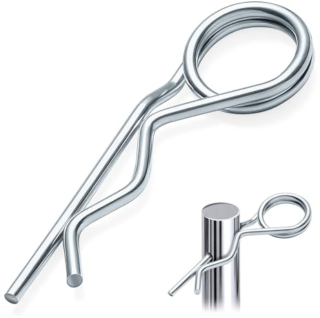 20 Pieces R Clips 3×80 mm Double Loop Spring Cotter Pins | Spring Steel, Corrosion Resistant, Secure Locking, For Tractors, Lawn Mowers, Agricultural and Outdoor Equipment
