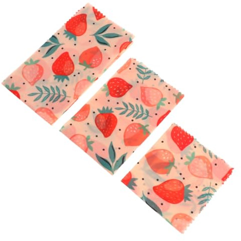 LALADEFIEE 3 pièces Film Réutilisable Coton Bio à Cire Abeille Tissu Naturel de Conservation Alimentaire Emballage Écologique pour Fruits Fromages et Snacks Cuisine et Restaurant